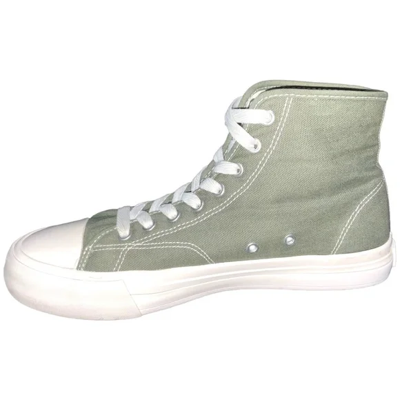 Khaki Green Canvas Lace up High-top Trainer Sneakers Sz US 7.5 EUR 40 Me… - Picture 3 of 10